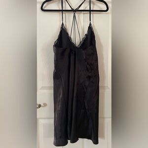 Lilac & London Classic Black Satin Lace Slip Dress - Women Intimates & Sleepwear